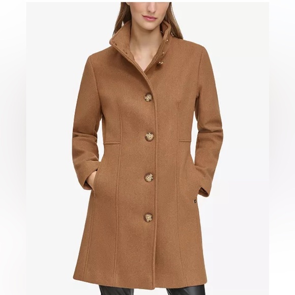 CALVIN KLEIN Walker Tobacco Melange Single-breasted Peacoat Infinite Stretch Lrg - Picture 3 of 12